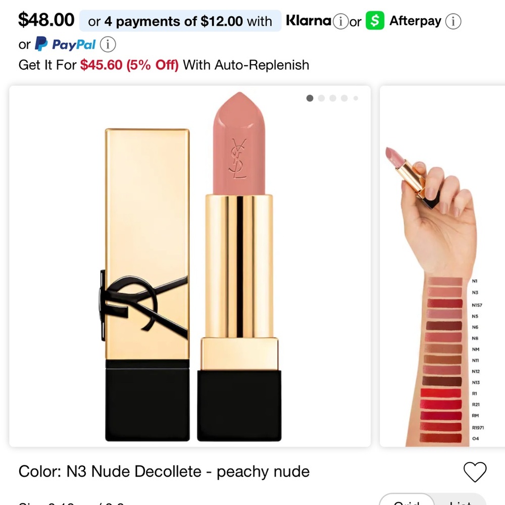 NIB YSL Yves Saint Laurent Rouge Pur Couture Lipstick - N3 Nude Décolleté